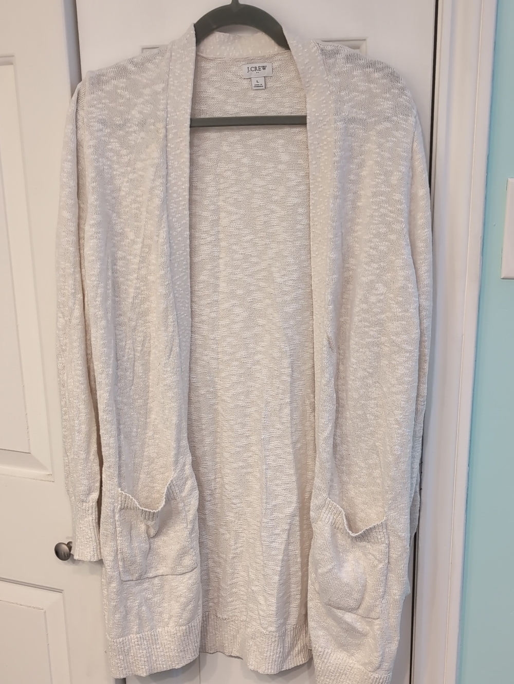 J. Crew Cream Open-Front Long Cardigan